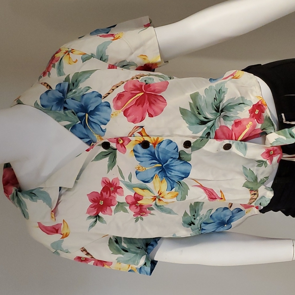 Carribbean Joe Tye Front Hawaiian Shirt Woman's Large